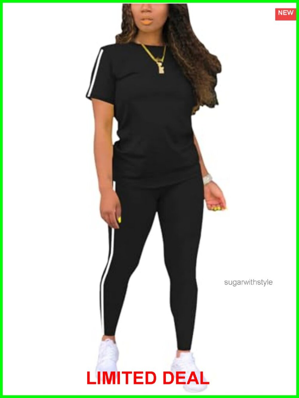 Women's 2 Piece Workout Set Short Sleeve Top & Long Jogger Pants